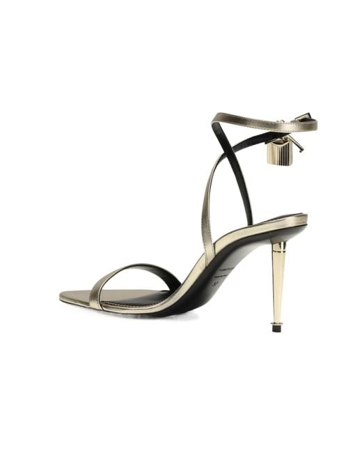 Tom Ford Metallic Pointed Toe Padlock Sandals