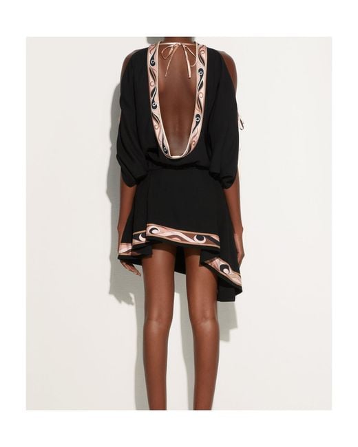 Emilio Pucci Black Pucci Pattern-Printed Cape Blouse