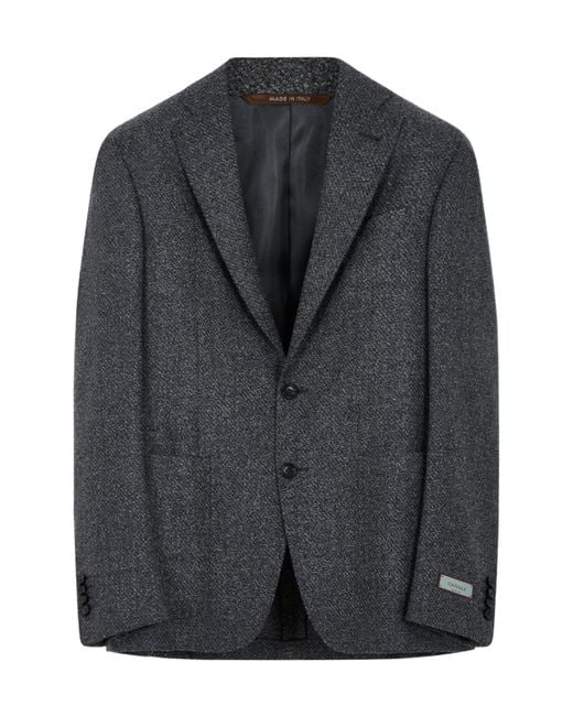 Canali Black Textured Two-Button Jacket for men