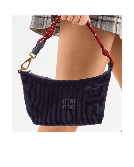 Miu Miu Blue Corduroy Mini Hobo Bag