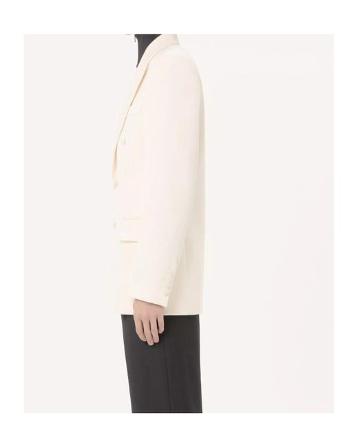 Valentino Natural Double-Breasted Peak-Lapel Blazer for men