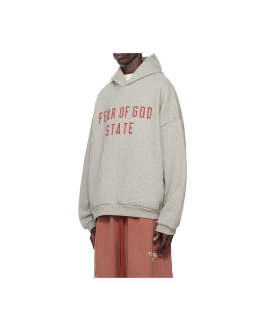 Fear Of God Gray Fleece Hooded Sweatshirt for men