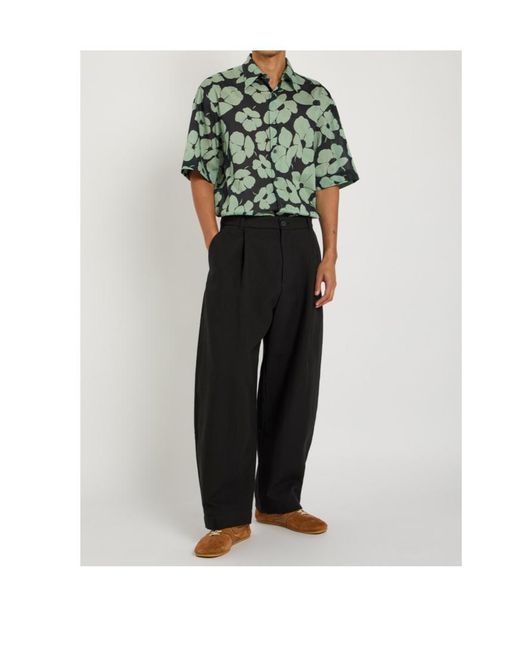 Dries Van Noten Green Corbino Floral Cotton Shirt for men