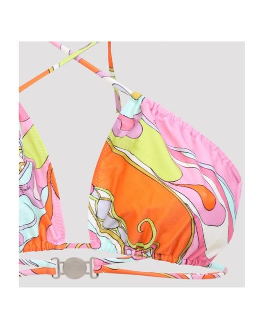 Emilio Pucci White Pucci Printed Triangle Bikini Top
