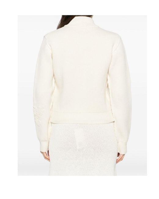 ERMANNO FIRENZE White Single-Breasted Long-Sleeve Knit Top