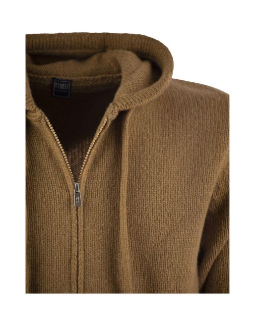 Fedeli Green Hooded Zip-Up Cardigan for men
