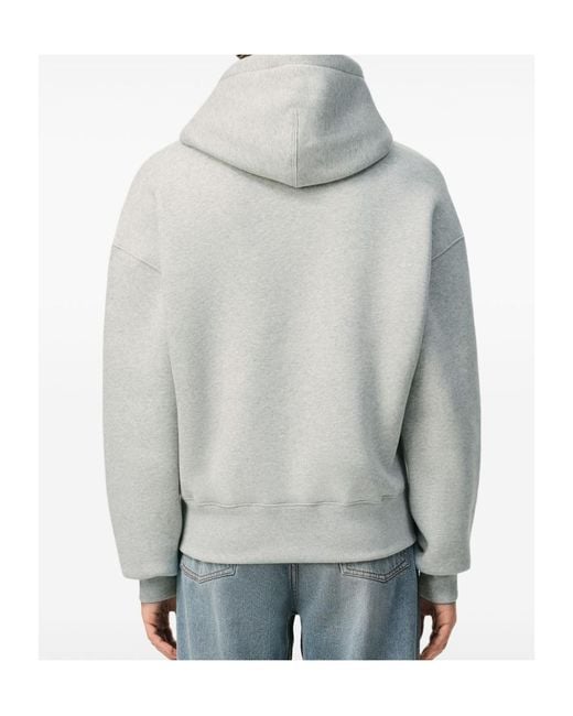 AMI Gray Embossed-Logo Hoodie for men