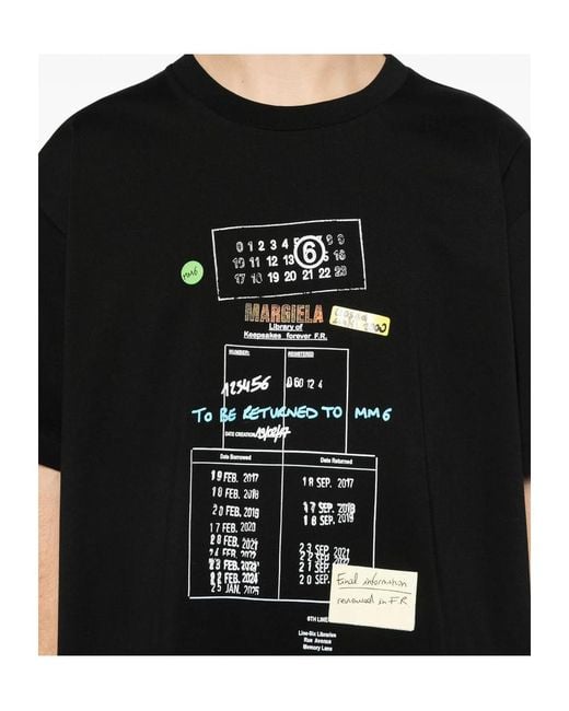 MM6 by Maison Margiela Black Library Stamp T-Shirt for men