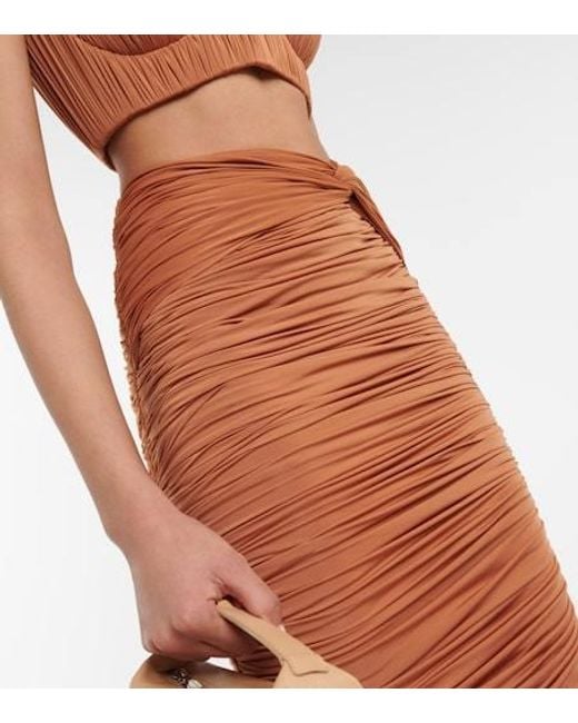 Alex Perry Orange Hartley Ruched Maxi Skirt