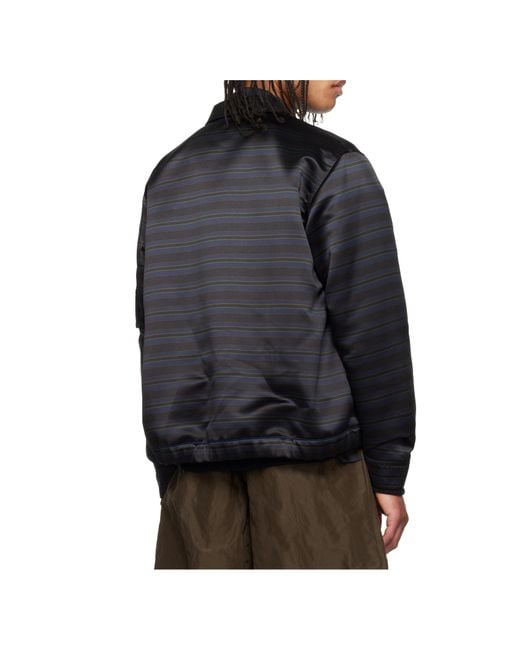 Sacai Black Striped Cropped Bomber Jacket for men