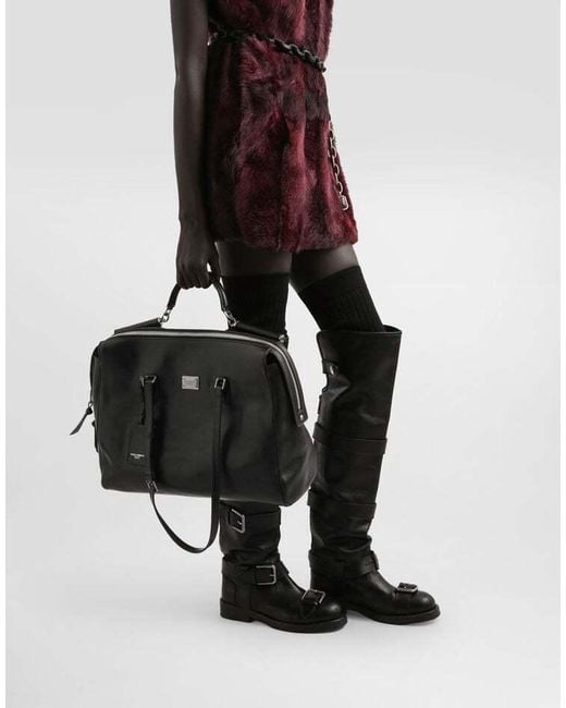Dolce & Gabbana Black Vittoria Logo Plaque Bag