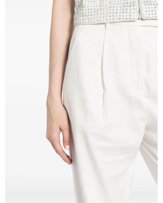 Self-Portrait White High-Waisted Tailored Trousers