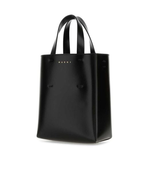 Marni Black Logo Printed Mini Tote Bag