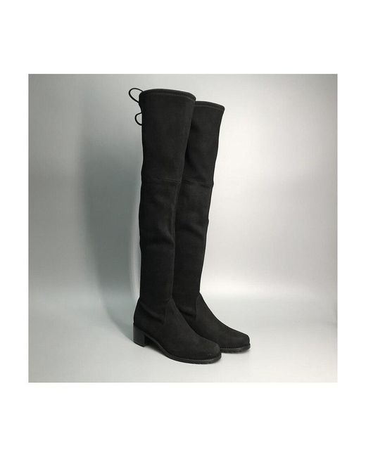 Stuart Weitzman Black Midland Thigh-High Suede Boots