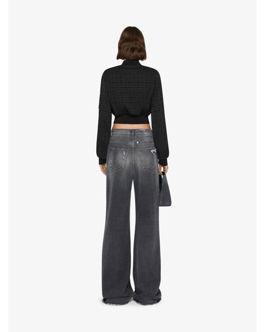 Givenchy Gray Logo Plaque Wide Leg Jeans