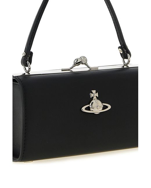 Vivienne Westwood Black Xl Frame Orb Plaque Tote Bag