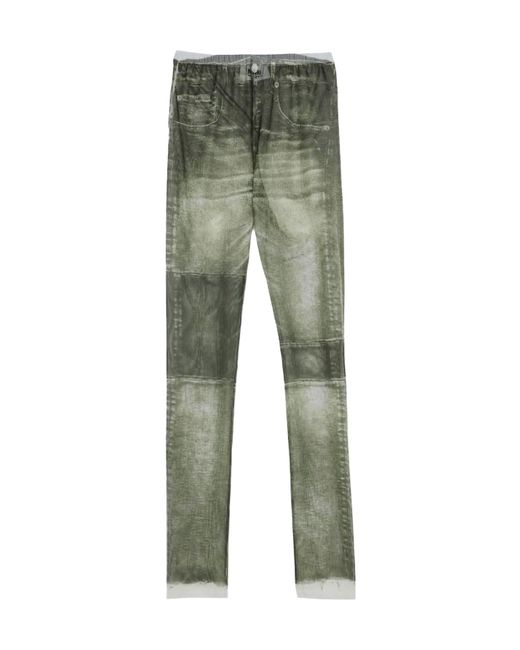 MM6 by Maison Margiela Green Two-Tone Stretch Straight-Leg Pants