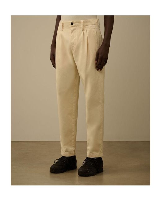 C P Company Natural Pleated Trousers for men