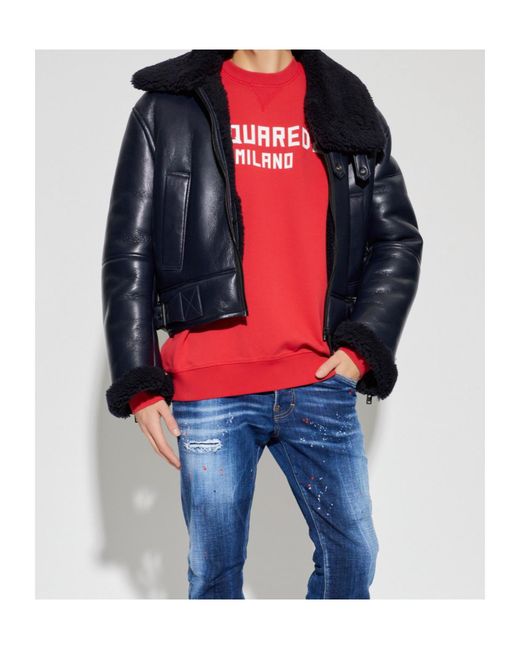 DSquared² Red Milano Cool Fit Crewneck Sweatshirt for men