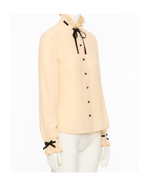 Valentino Natural Ruffled Button-Up Shirt