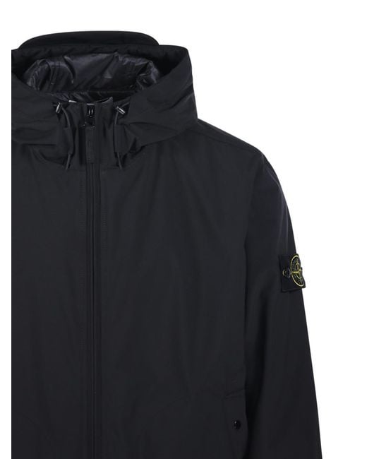Stone Island Blue Logo Patch Zip-Up Jacket for men