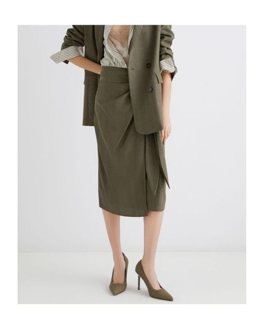 Marella Green Twill Wrap Skirt