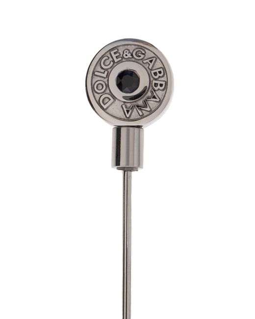 Dolce & Gabbana White Logo-Plaque Lapel Pin for men