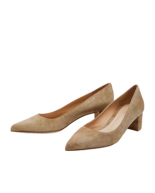 Gianvito Rossi Brown Pointed-Toe Block Heel Shoes