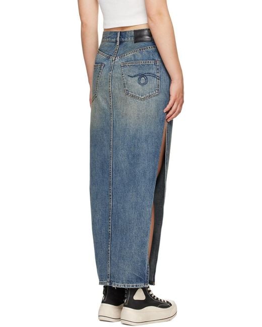 R13 Black Devon Side Slit Denim Skirt