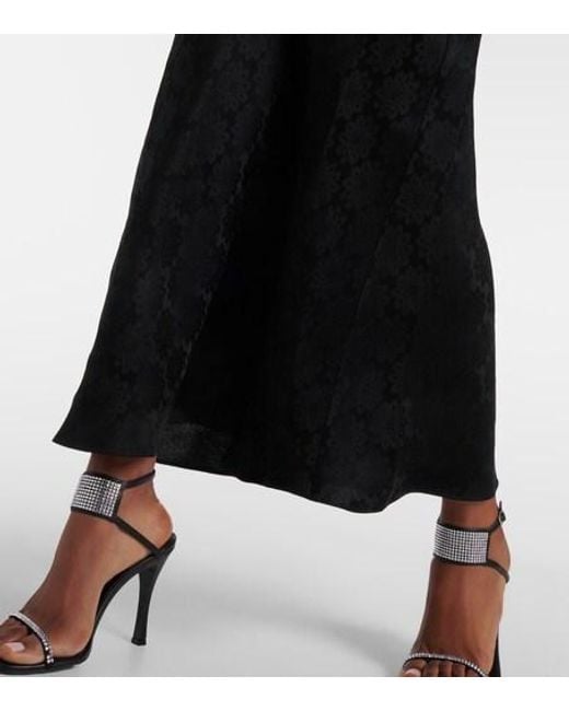 Stella McCartney Black Floral Jacquard Lace Midi Dress