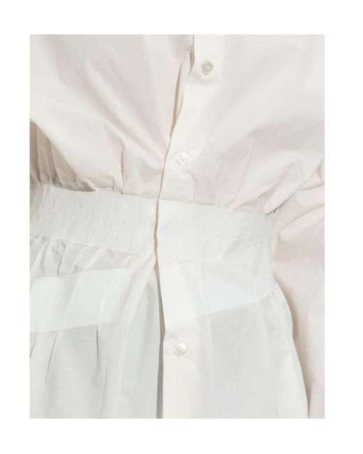 MM6 by Maison Margiela White Tied Waist Shirt