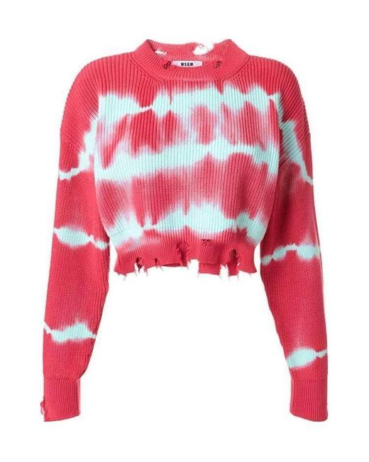 MSGM Red Imitation Old Knitted Pullover