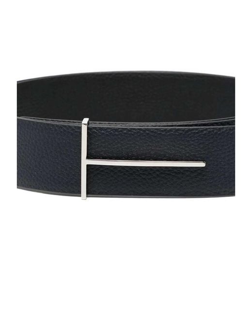 Tom Ford Black Leather Reversible Belt for men