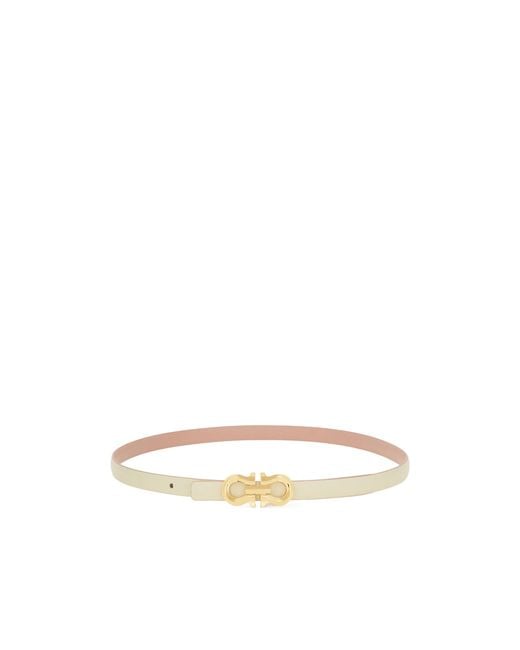 Ferragamo White Ferragamo Gancini Buckled Reversible Belt