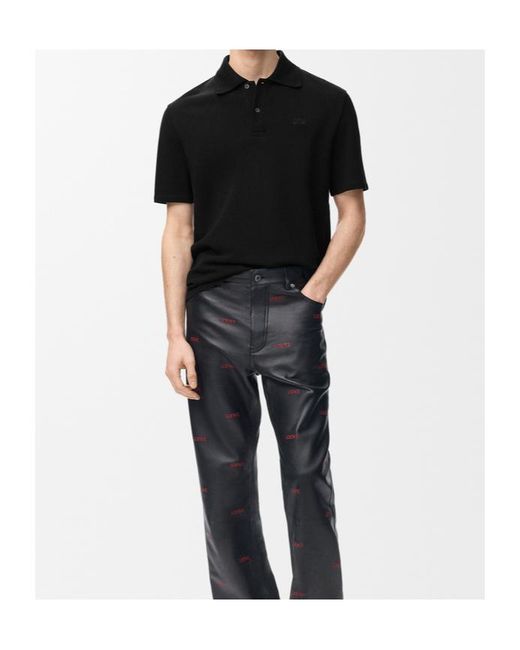 Loewe Black Anagram-Embroidered Polo Shirt for men