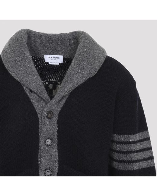Thom Browne Black Rwb Striped Knitted Hoodie for men