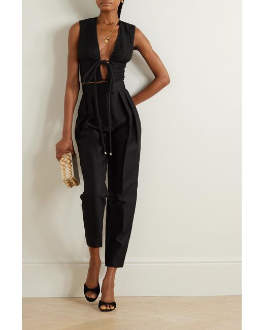 Zimmermann Black Matchmaker Cropped Tie-Front Top