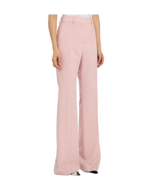 Sportmax Pink Flared-Leg Wool Trousers