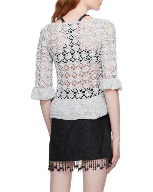 Ganni Gray Crochet Top