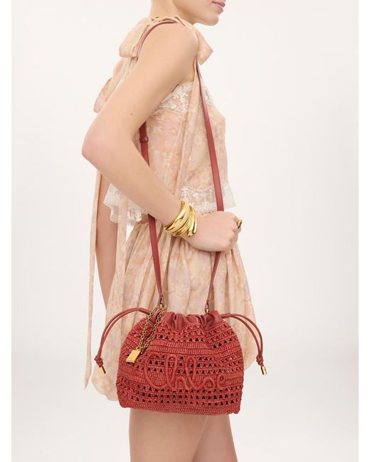 Chloé Red Chloé Mini Raffia Shoulder Bag
