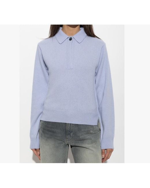 Haikure Blue Buttoned Polo Knitted Top