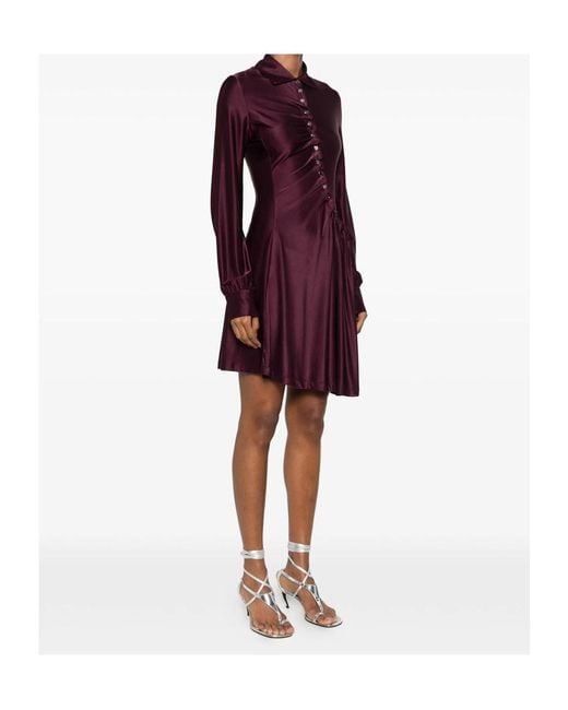 Rabanne Purple Rabanne Asymmetric Draped Shirt Dress