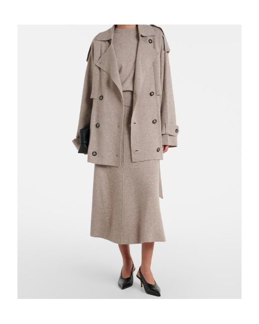 Jardin Des Orangers Brown Wool And Cashmere Midi Skirt