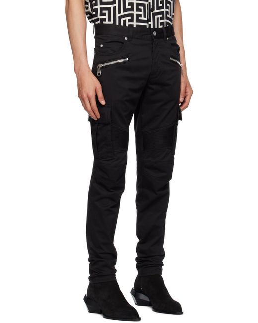 Balmain Black Tapered Cargo Trousers for men