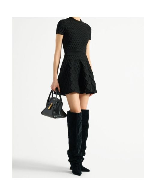 Balmain Black Flared Knit Dress