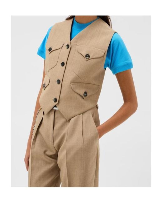 Versace Natural Buttoned Utility Vest Top