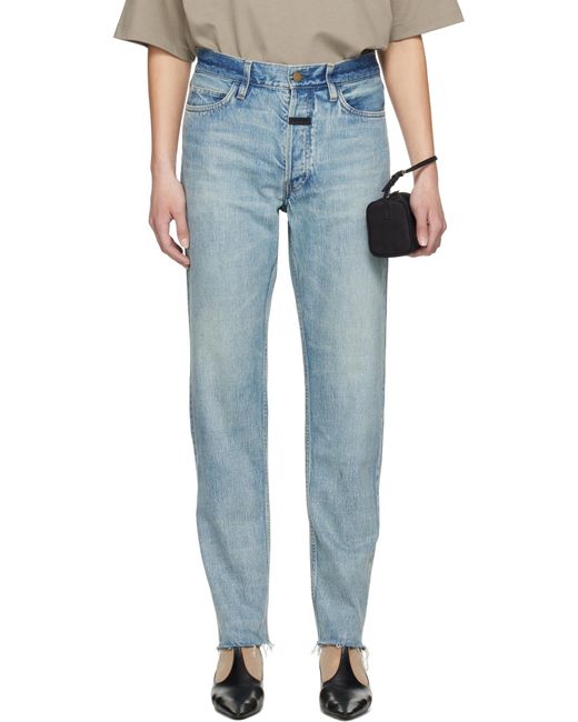 Fear Of God Blue Sraight-Leg Frayed-Edge Jeans for men
