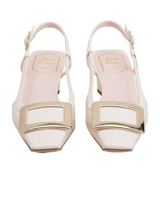 Roger Vivier Natural Belle Vivier Buckle Slingback Pumps