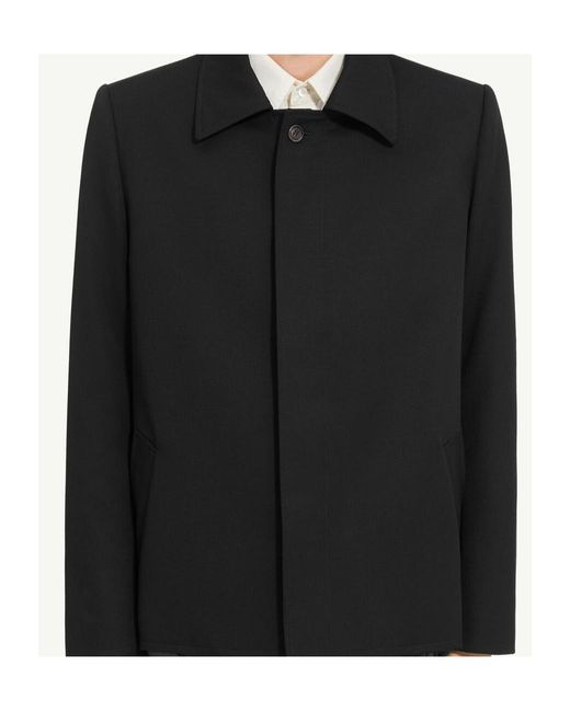 MM6 by Maison Margiela Black Frayed-Hem Shirt Jacket for men