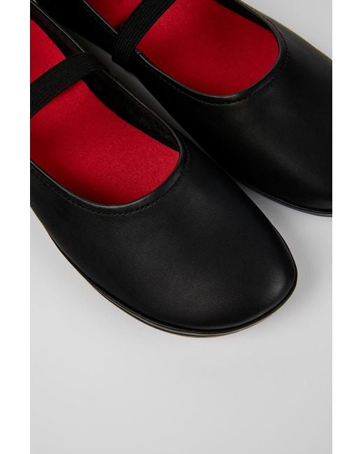 Camper Black Right Nina Leather Ballerina Shoes